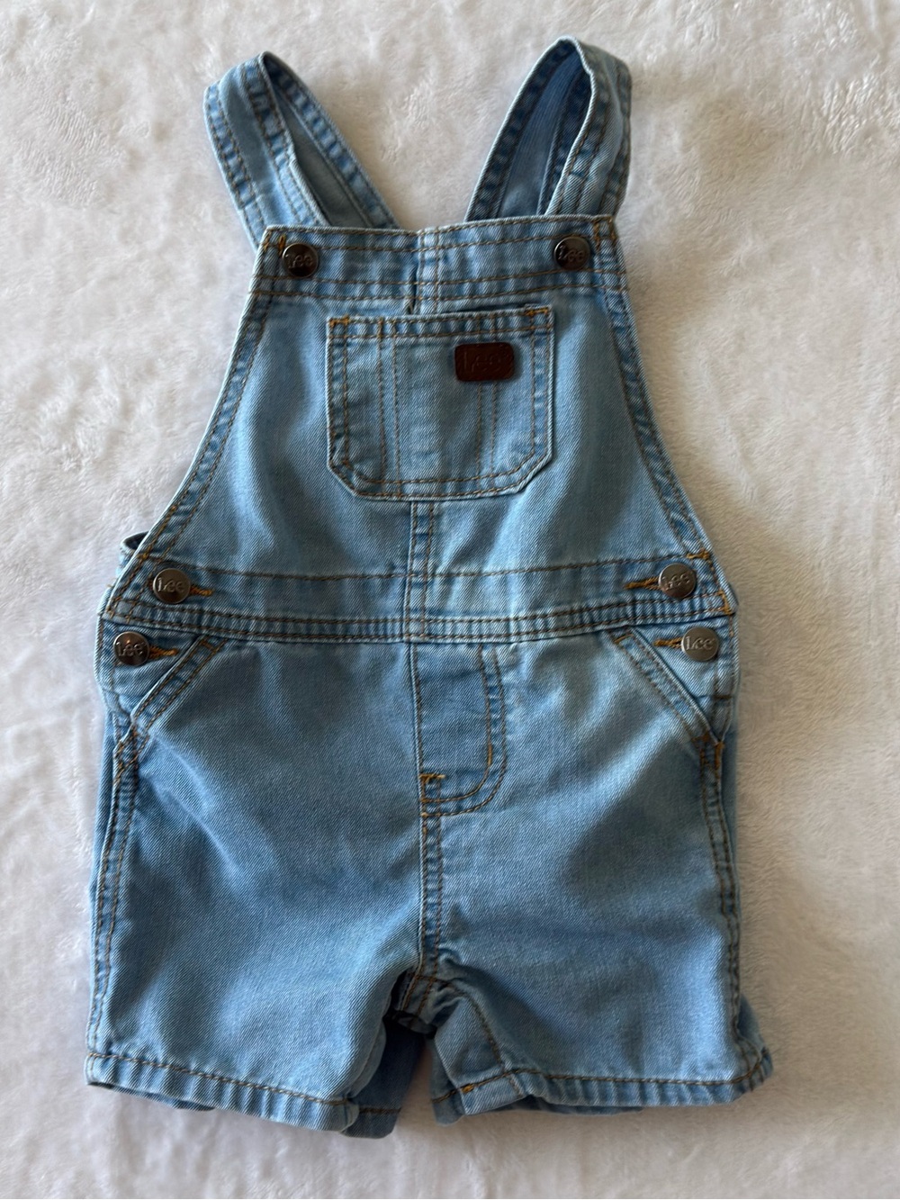 Lee Light Blue Denim Short Overalls for Kids